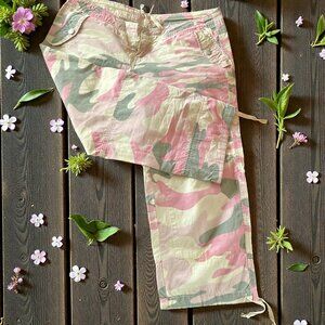 Pink/Grey Camo Capris + Satin Ribbons Younique Whimsigoth Alternative Grunge 9